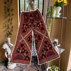 boho multicoloured patterned wide leg pants
